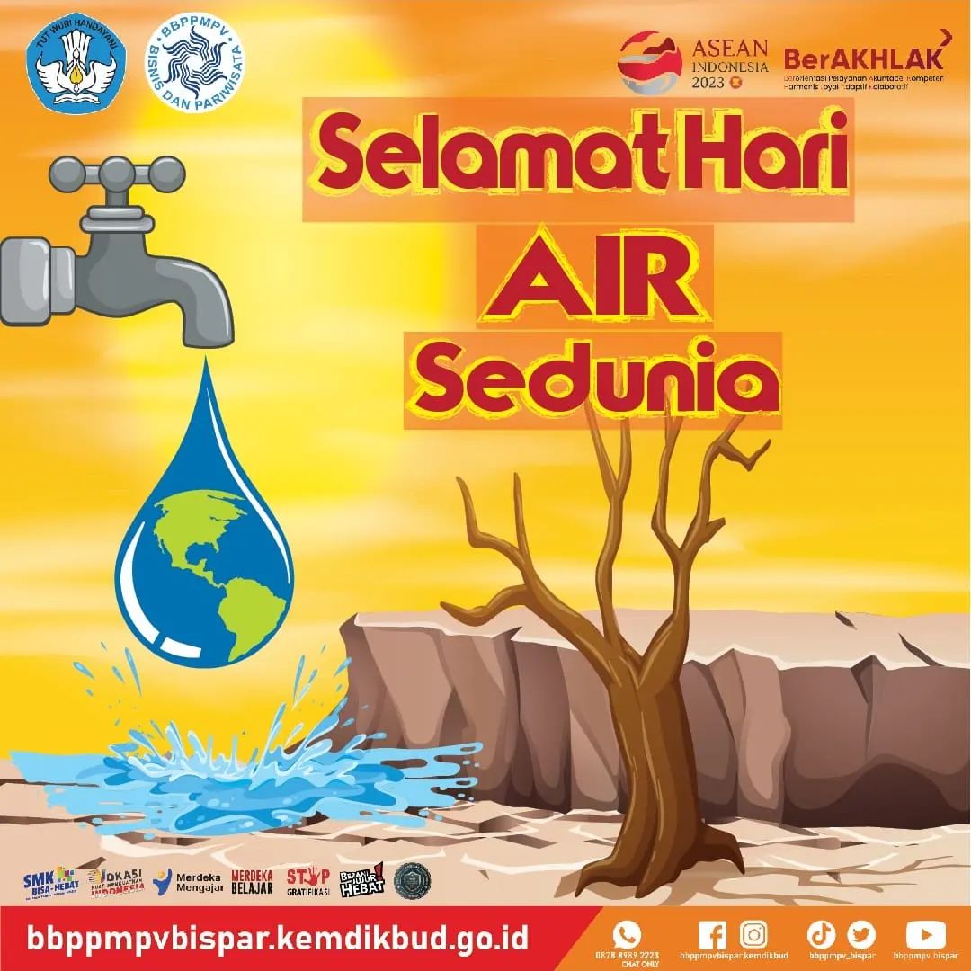 #Sahabatbispar
Selamat Hari Air Sedunia
Tema Hari Air Sedunia tahun 2023 adalah mempercepat perubahan untuk mengatasi krisis air dan sanitasi.
#hariairsedunia2023
#BBPPMPVBispar
#hematair